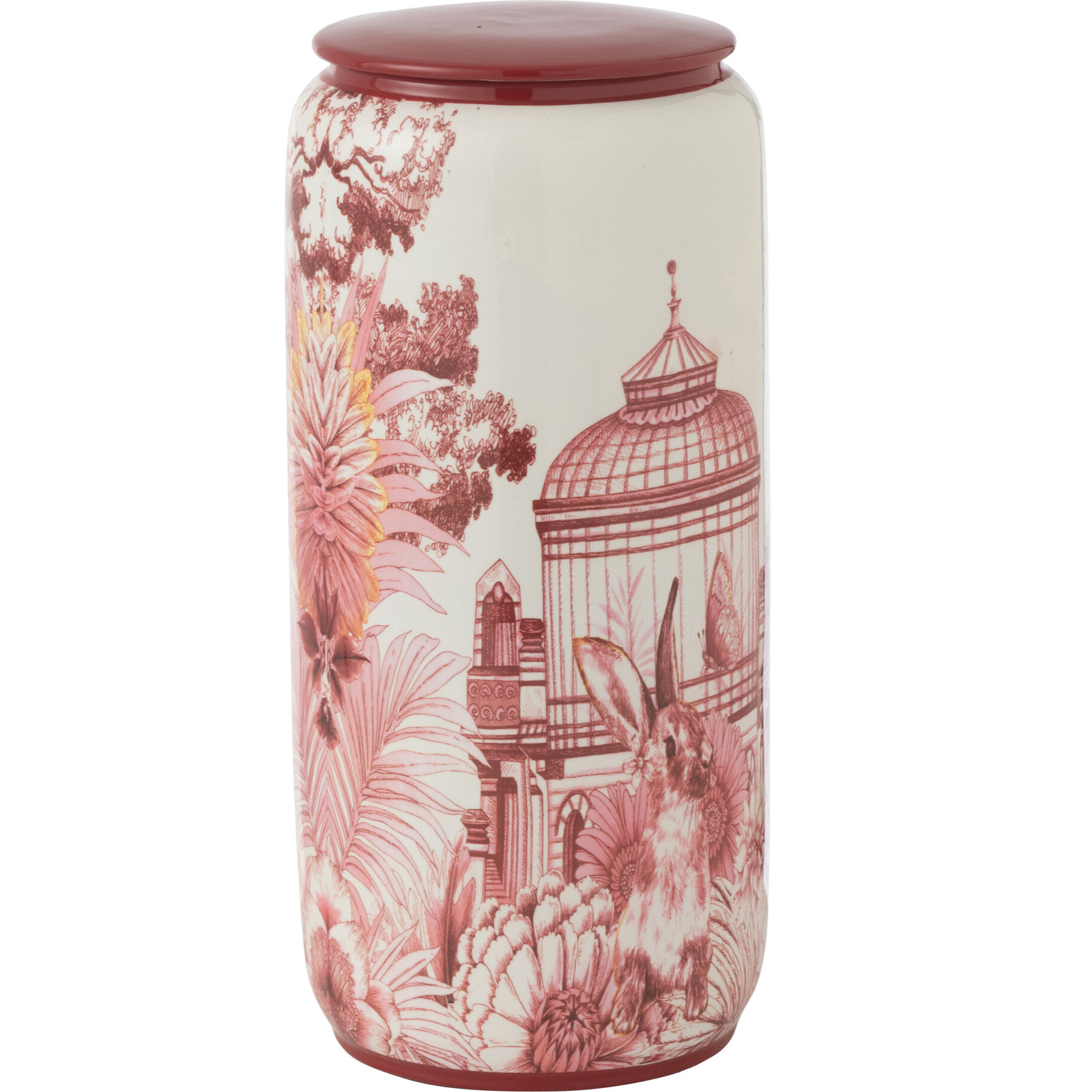 J-Line pot Moriko - porcelaine - rouge/blanc - large