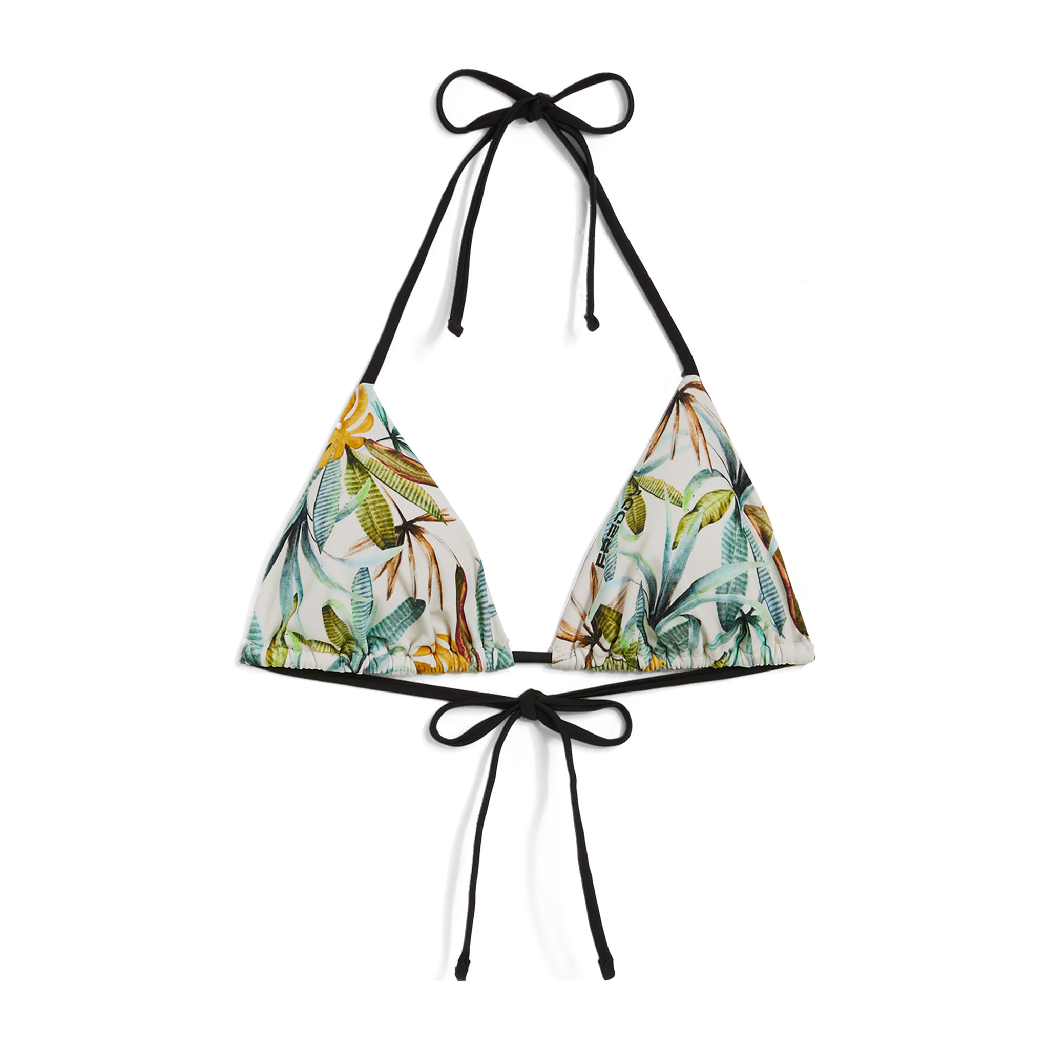 Top bikini a triangolo stampa foliage tropical all over