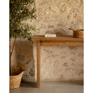 Consola de madera maciza en tono roble oscuro de 120x80cm Alto: 35 Largo: 120 Ancho: 80