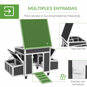 Conjunto de 1 Gallinero de Madera con Ventana Puerta Nido Bandeja Extraíble 147x93,5x89,5 cm y 1 Gallinero para Exterior Grande de Acero Galvanizado 3x4x2 m