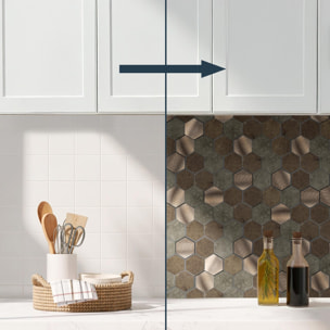 Crédence adhésive murale 3D  - Effet carrelage hexagonal 4 pièces - Gris