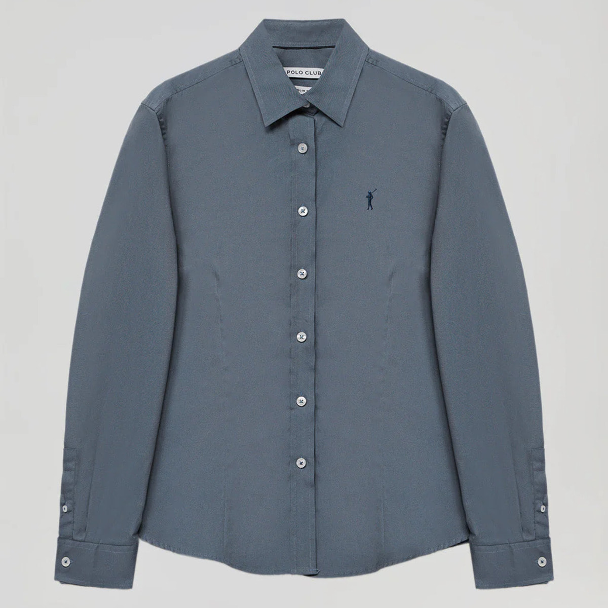 Camisa de popelín Slim Fit azul denim con bordado Rigby Go