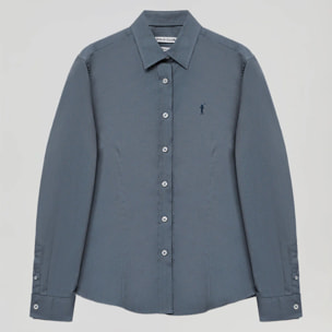 Camisa de popelín Slim Fit azul denim con bordado Rigby Go