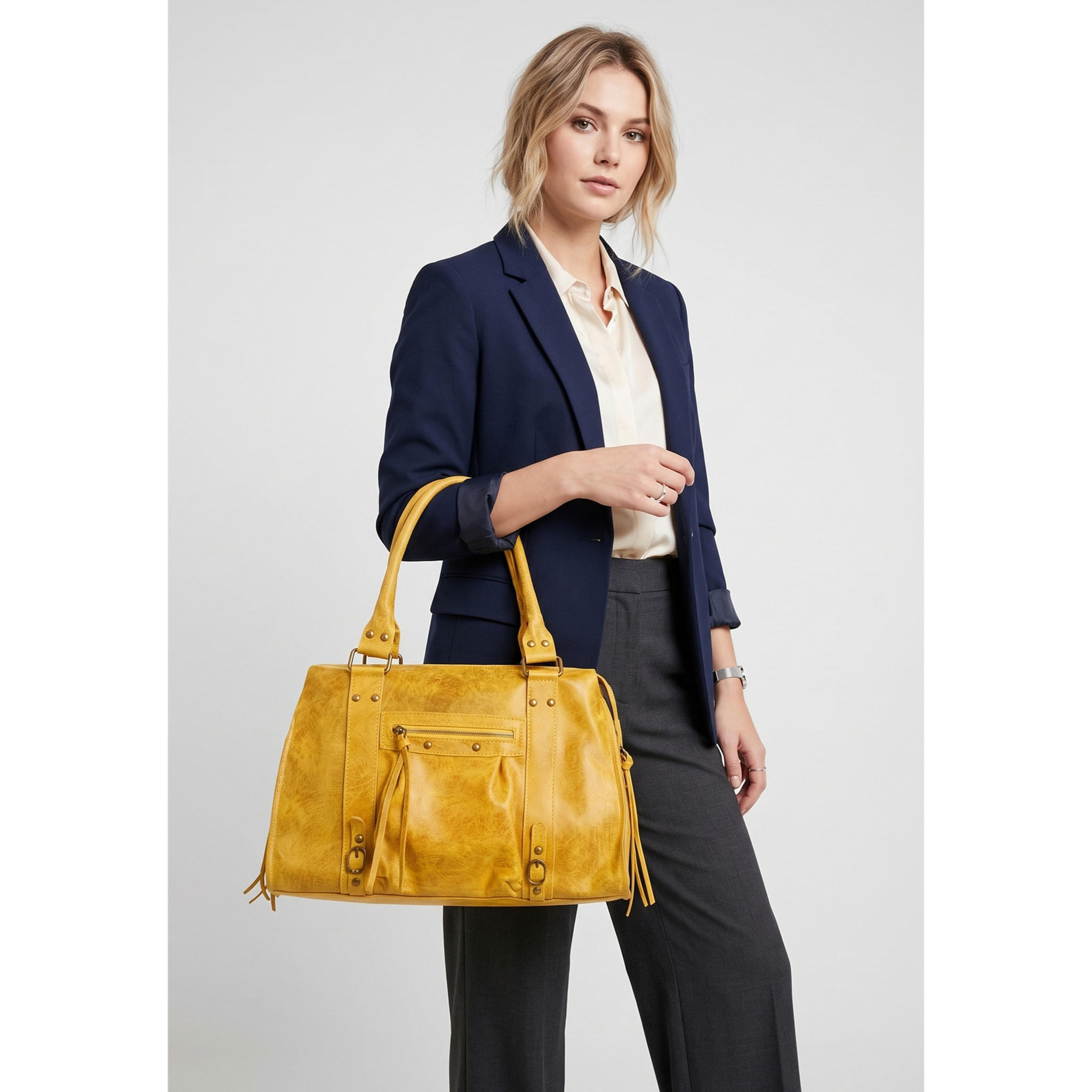 Borsa a spalla da donna - Modello Clara - Vera pelle - 41.0 x 28.0 x 13.0 cm