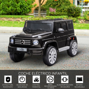 Coche Eléctrico para Niños de +3 Años BENZ G500 Todoterreno de Batería 12â€¯V Vehículo Eléctrico con Control Remoto Música Bocina Velocidad 3-5 km/h Carga 30 kg Negro