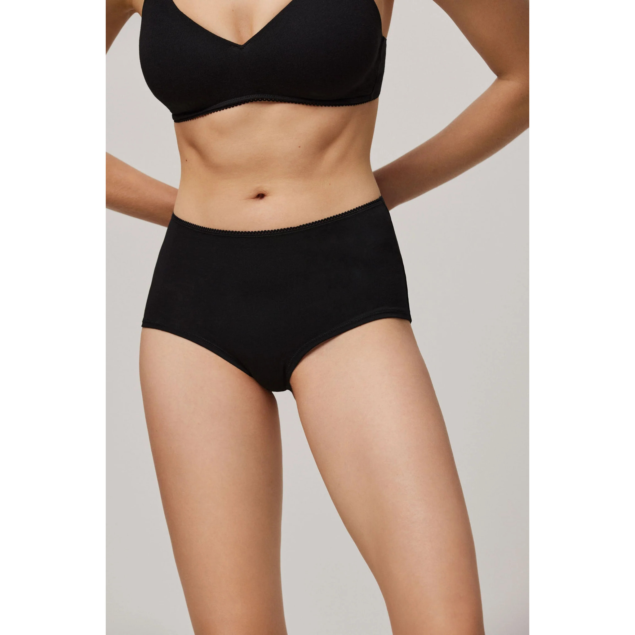 Slip neri a vita alta in cotone biologico