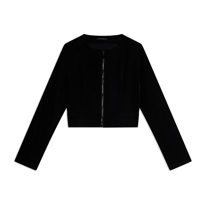 Giacca corta cropped da donna in tessuto tecnico