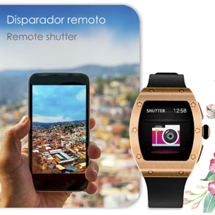 DAM Smartwatch M7, especial muñecas finas, con monitor de tensión, oxígeno en sangre y cardíaco; 8 modos multideportivos. Notificaciones de Apps. 3,95x1,05x4,4 Cm. Color: Oro