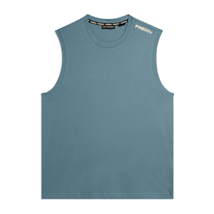 T-shirt senza maniche in jersey di cotone