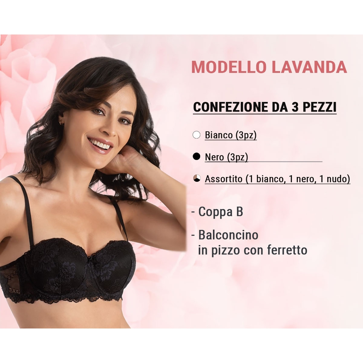 3 Reggiseni Donna Coconuda Art. Lavanda Coppa B