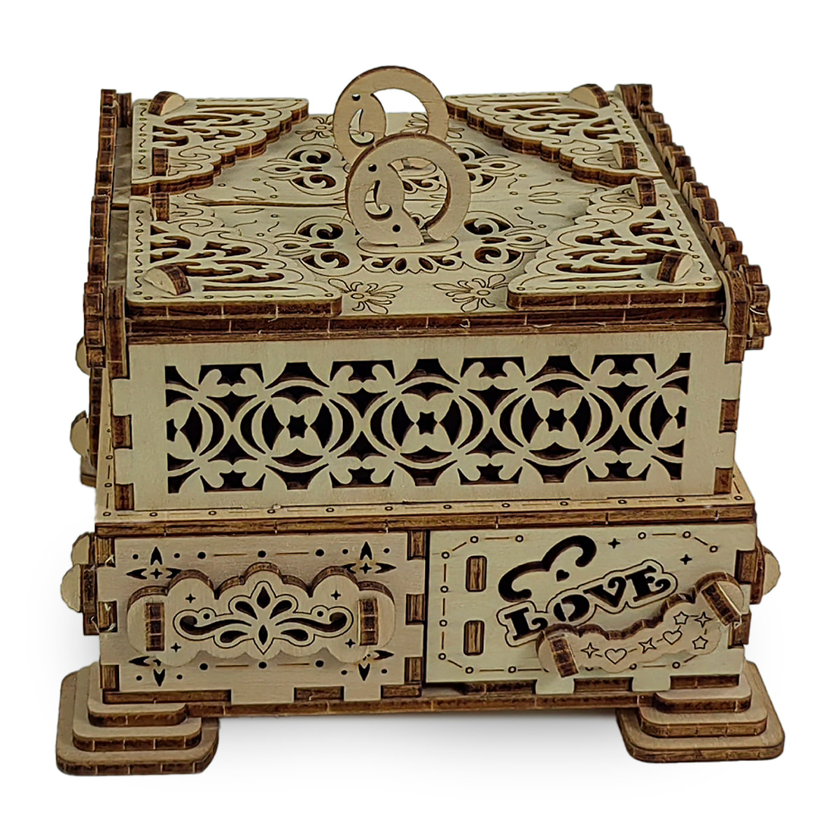 Modello in Legno 3D, con movimento meccanico design di scatola per gioielli. 109 pezzi.