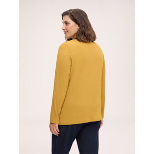 Fiorella Rubino - T-shirt a trama 3D con collanina - Giallo
