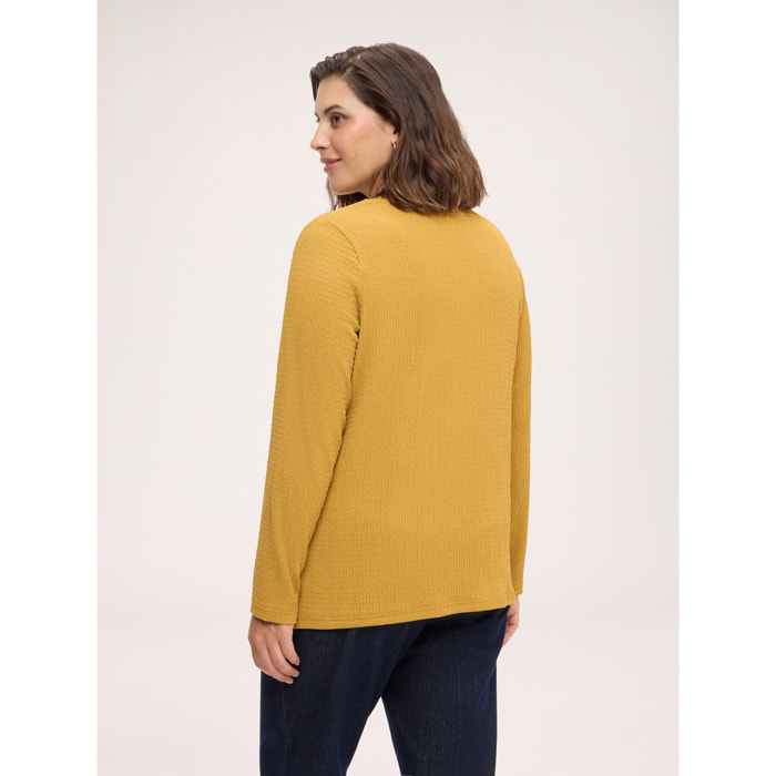 Fiorella Rubino - T-shirt a trama 3D con collanina - Giallo