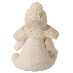 J-Line Ours assis - polyester - beige clair