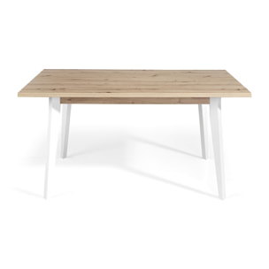 Mesa de comedor fija HANOVER - roble, blanco - 160x90x75cm