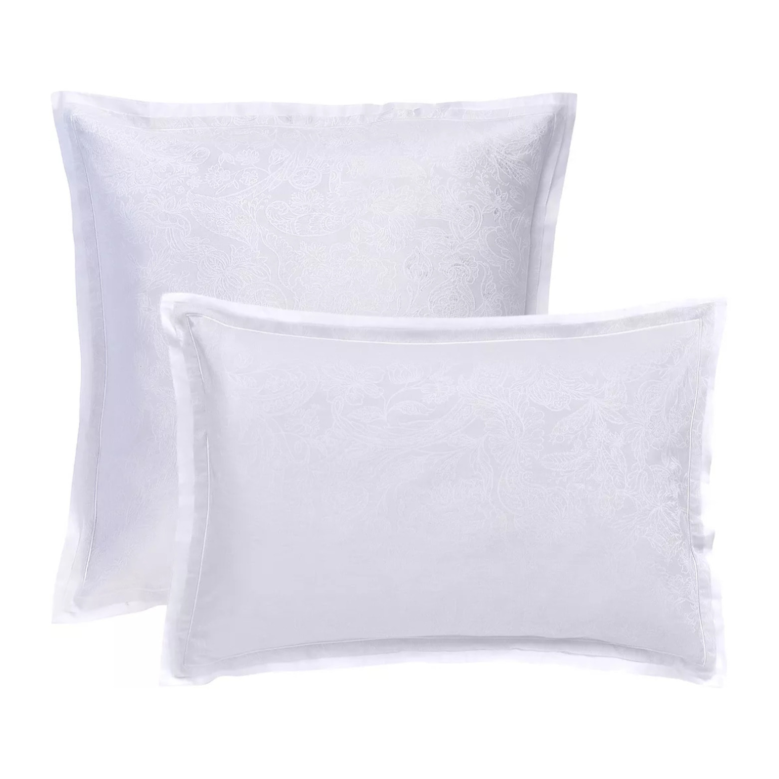 Taie d'oreiller satin de coton motif jacquard blanc Alexandria diamant