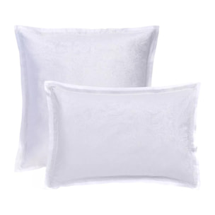 Taie d'oreiller satin de coton motif jacquard blanc Alexandria diamant