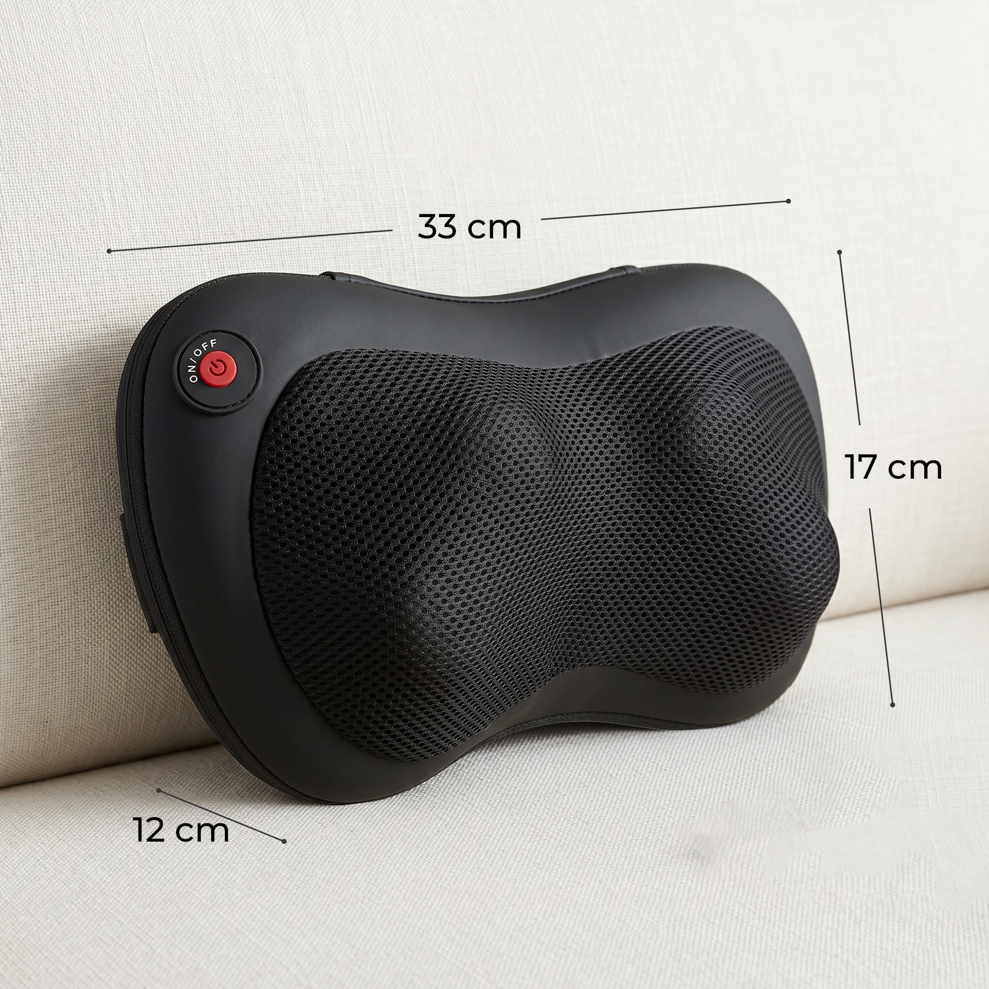 Cojín de Masaje Shiatsu con Calor y 4 Nodos, Amasado Giratorio 3D Masajeador de Cuello y Espalda, Alivio de la Fatiga Muscular Regalo para Mujer y Hombre en Casa, Oficina y Coche