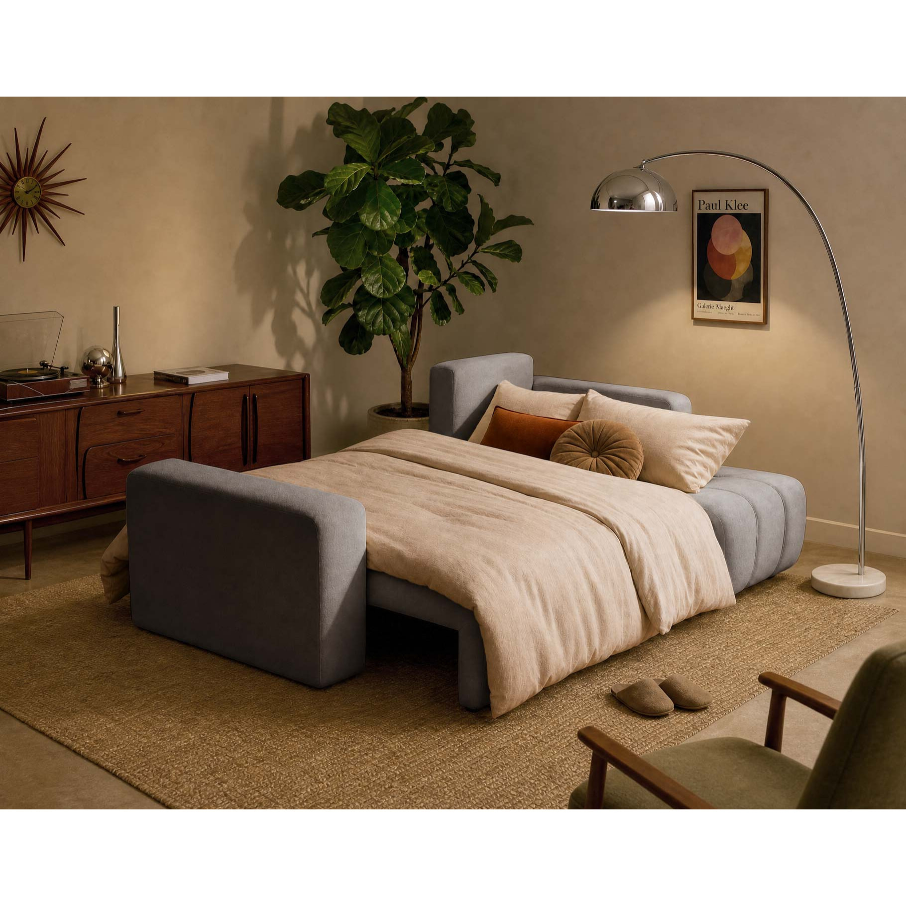 Nicole - canapé d'angle réversible 4 places convertible avec coffre en tissu - Gris clair