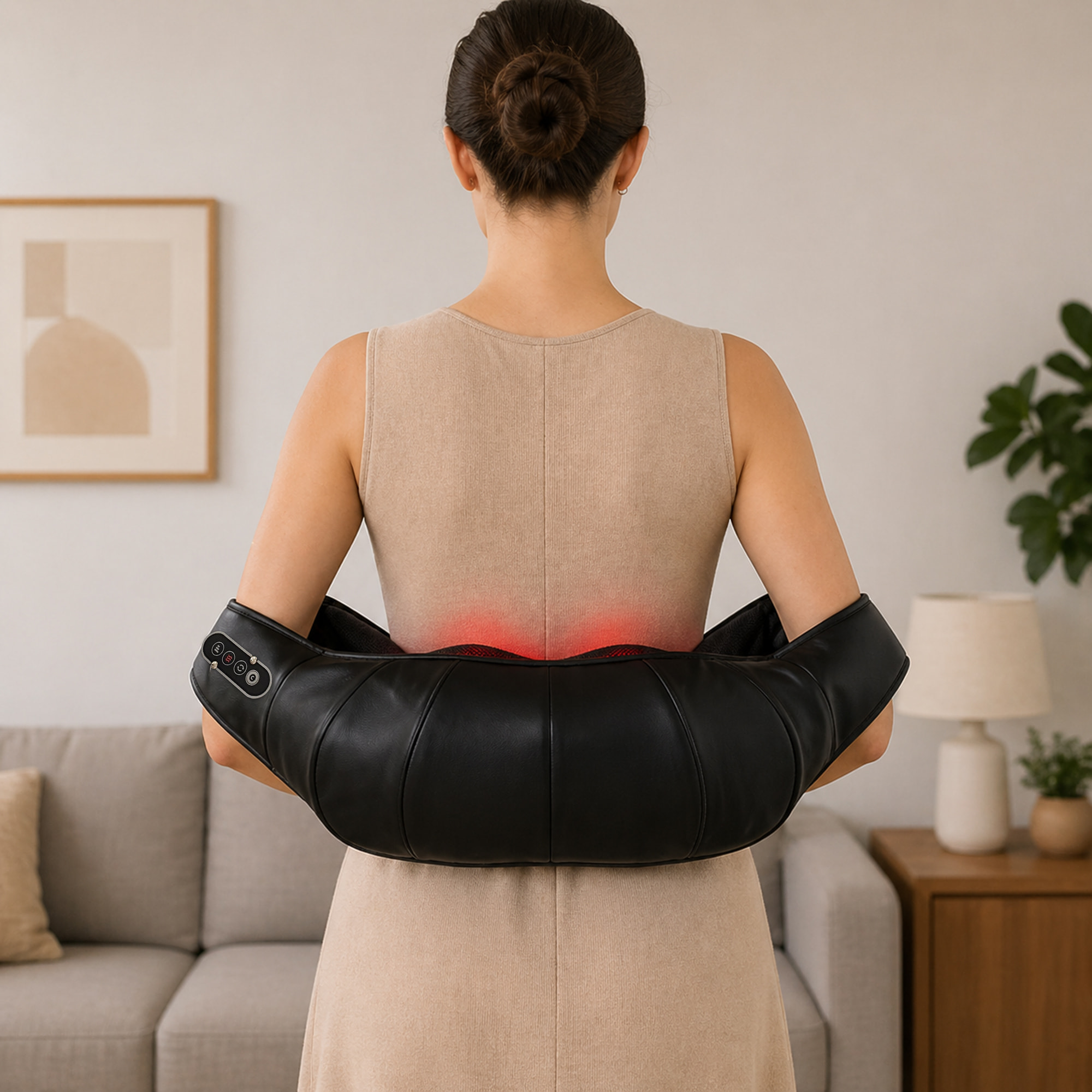 Masajeador Cervical y Espalda con Calor y 8 Nodos Shiatsu, 3 Intensidades de Amasamiento 3D Masajeador de Cuello y Hombros, para Aliviar la Fatiga Muscular en Casa, Oficina y Coche