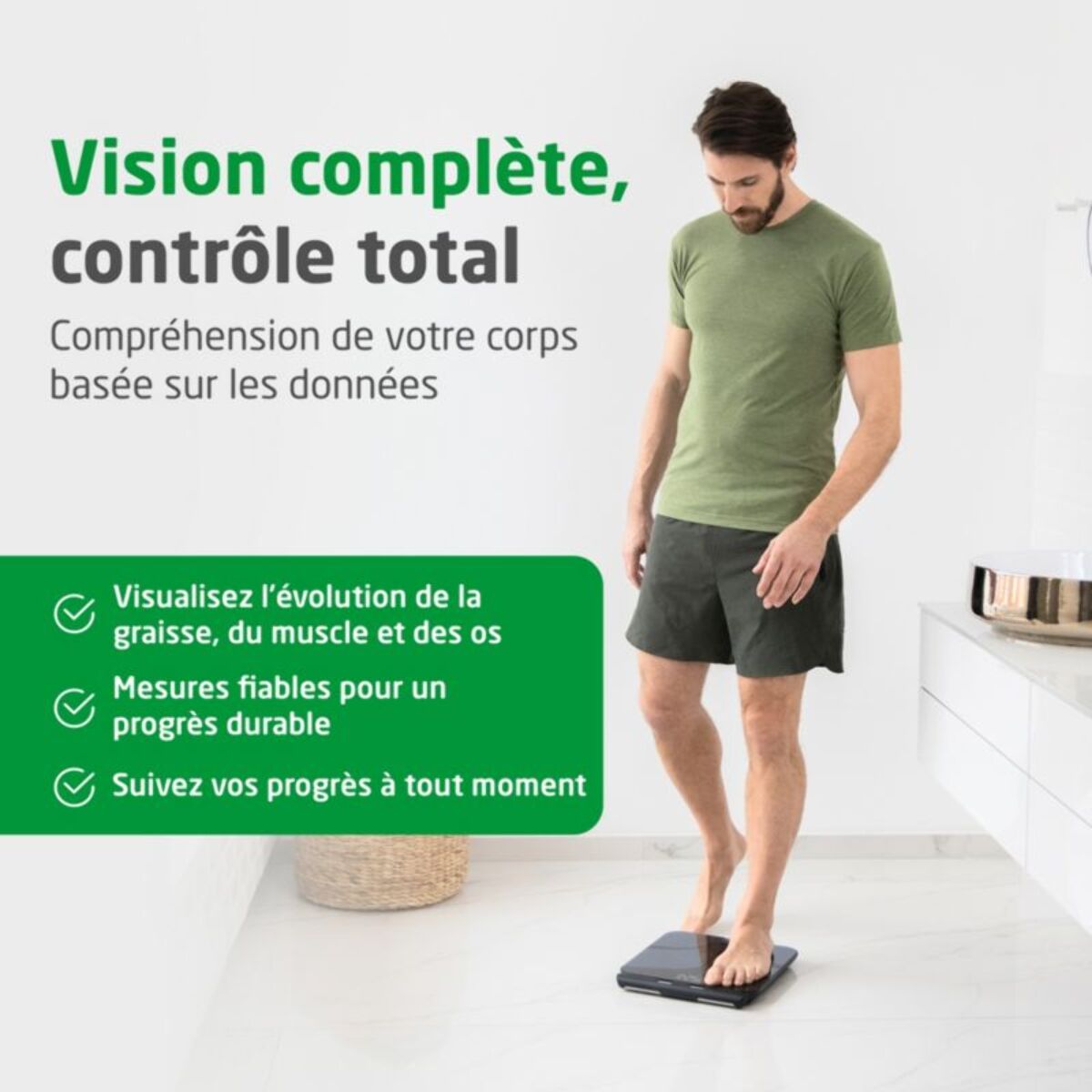 Pèse personne connecté MEDISANA BS 850 analyse corporelle - 8 électrodes