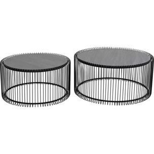 Tables basses Wire bois noir set de 2 Kare Design