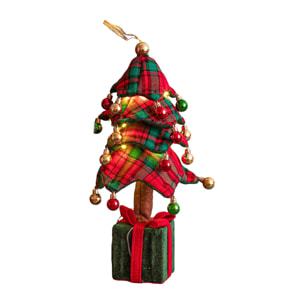 Albero con sfere pacco dono e led - Pezzi 2 - ROSSO - Bianchi Dino SpA