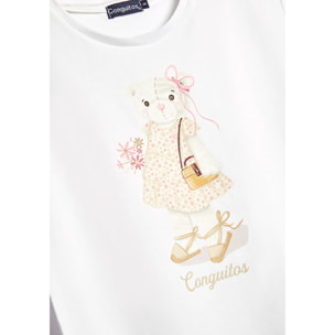 Camiseta de Niña Estampado Osito Blanco