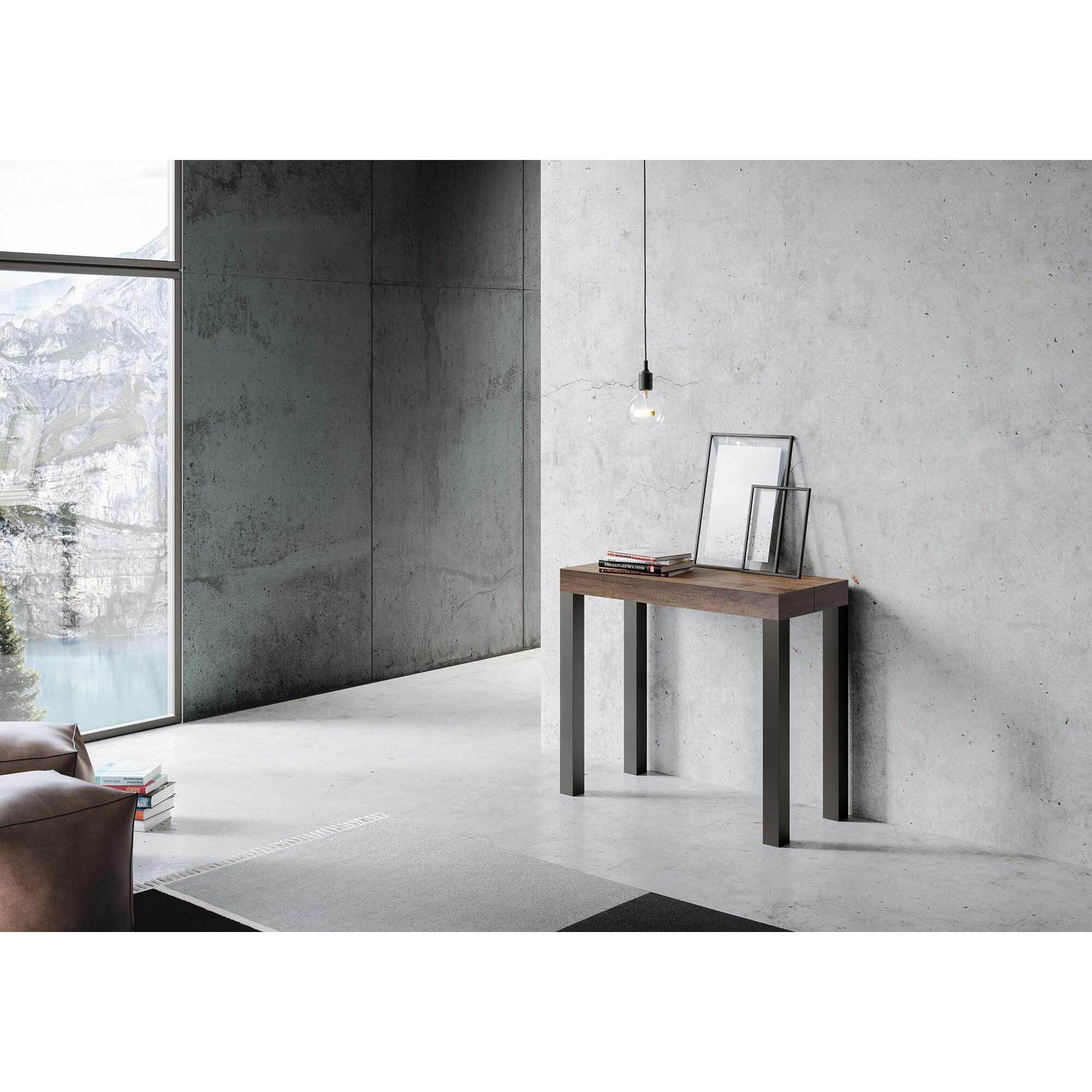 Consolle allungabile 90x40/300 cm Everyday Noce telaio Antracite.