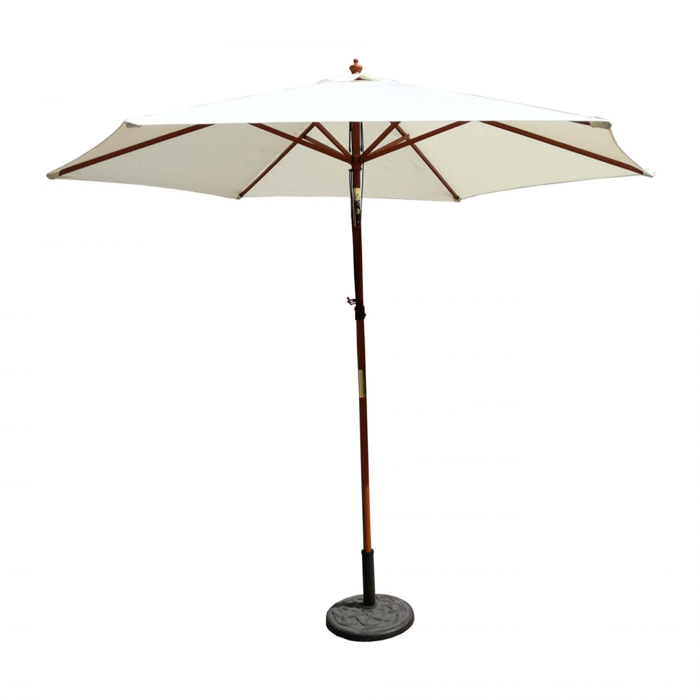 Parasol droit et inclinable en bois Ø 3m écru DANINE