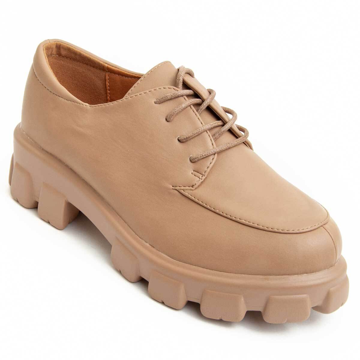 Zapato De Plataforma Oxford - Beige - Altura: 5 Cm