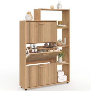 Meuble chaussures Faustine 3 portes + étagères - 18 paires