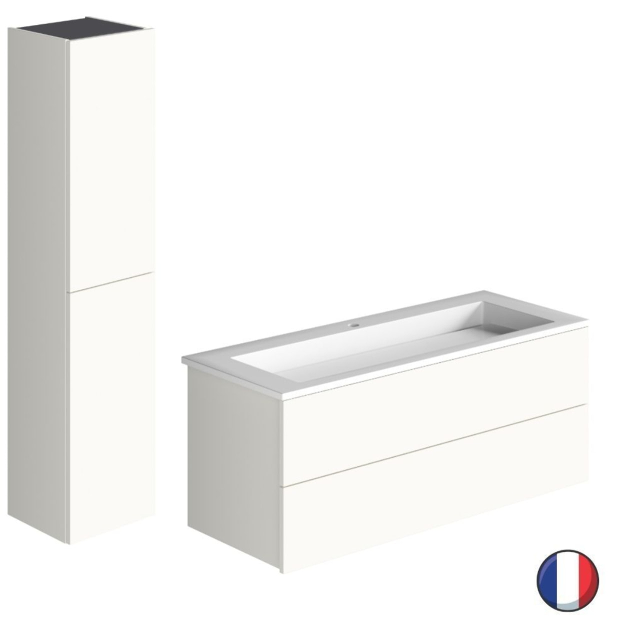 Meuble vasque 120 cm BURGBAD Cosmo + colonne blanc mat