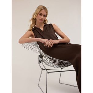 Motivi - Vestido largo con cuello de satén - Marrón