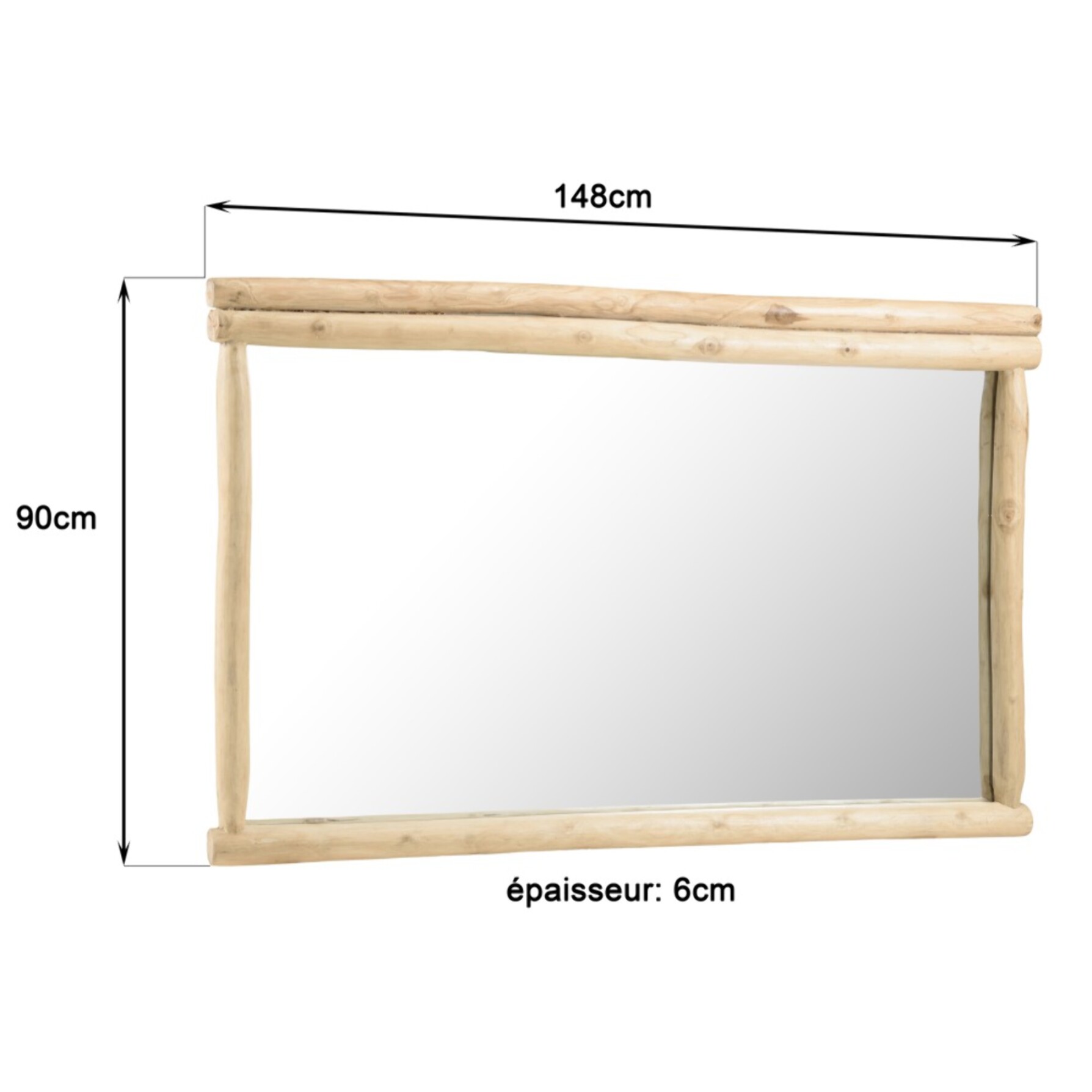 WILL - Miroir rectangulaire en branches de teck naturel