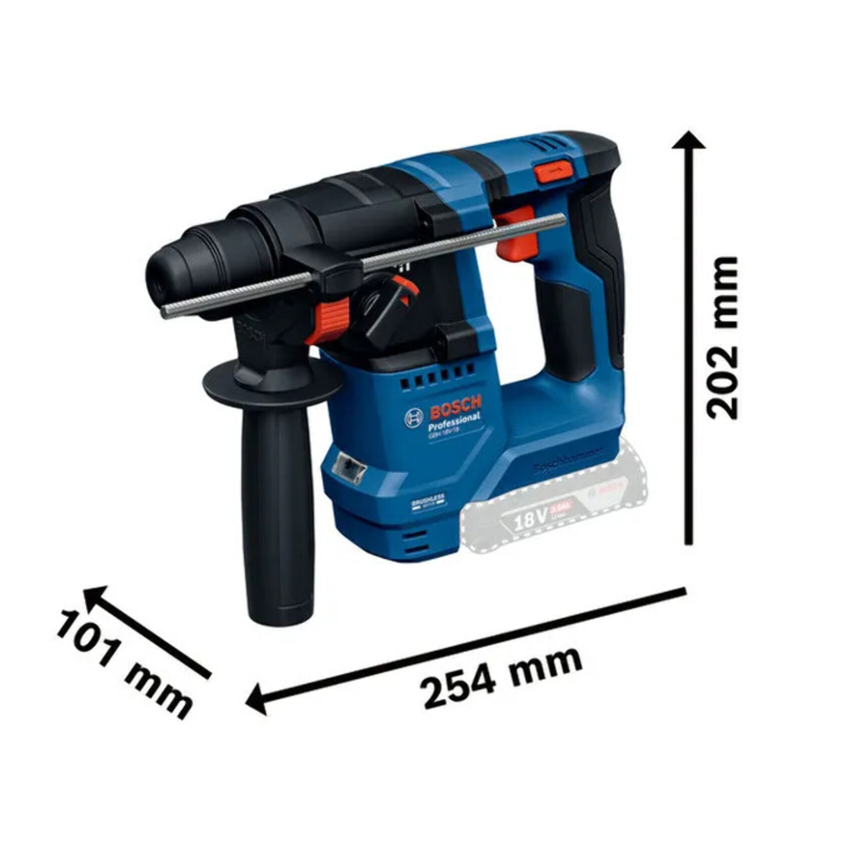 Perforateur GBH 18V-18 Professional SDS Plus avec KickBack Control, sans batterie, ni chargeur - Livré dans L-Boxx 136 - BOSCH - 0611927003