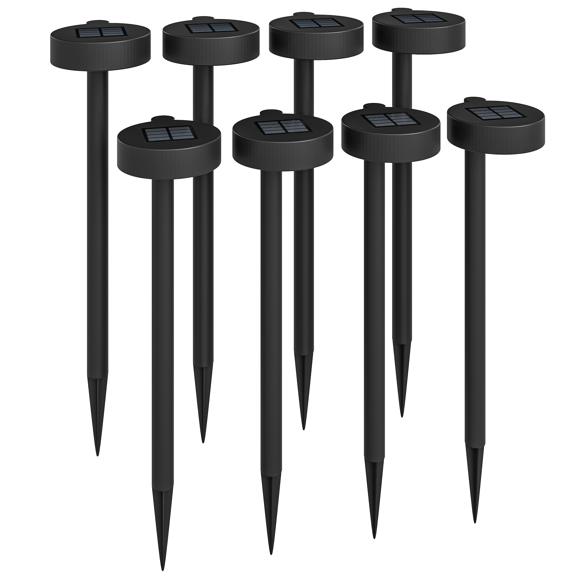 Lot de 8 spots solaires LED extérieurs marche arrêt automatique 3000K noir