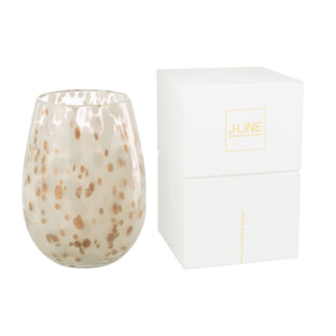 J-Line bougie parfumée Mia - Osmanthus & Suede - verre - blanc/mix - large - 230H