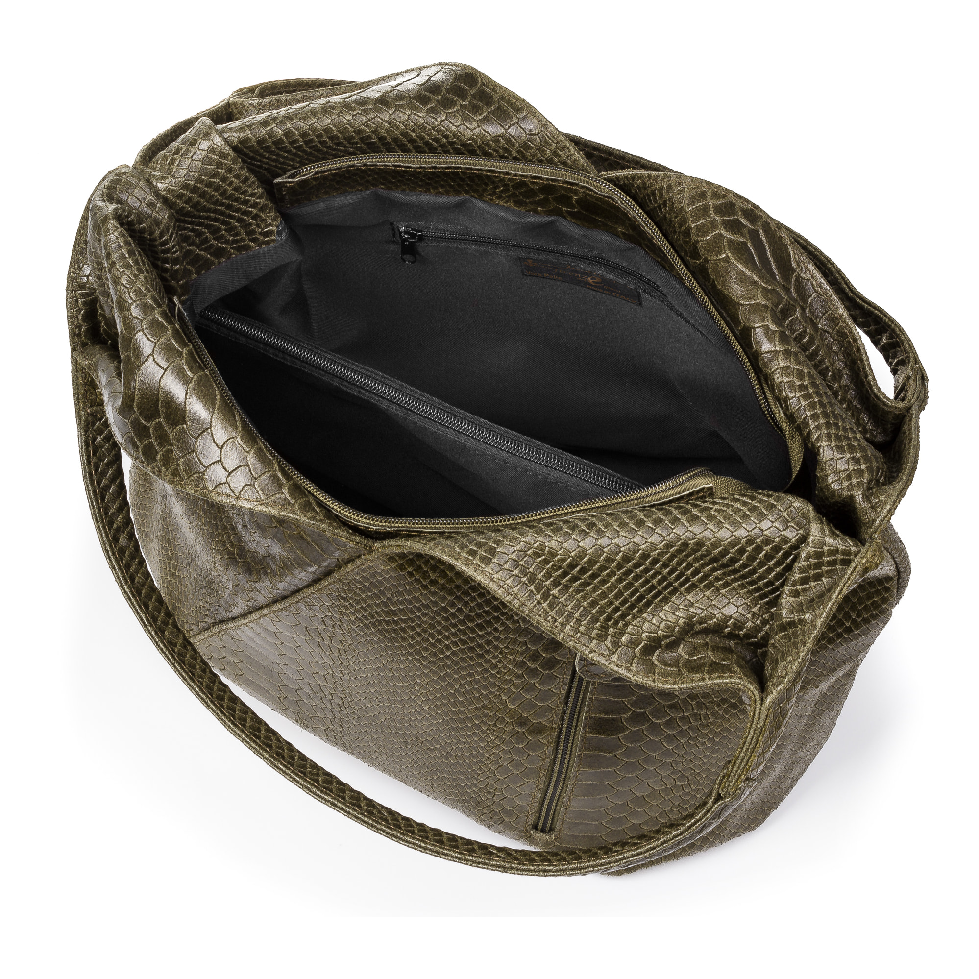 Jesi Bolso de hombro Mujer.Piel auténtica Gamuza Grabado Serpiente