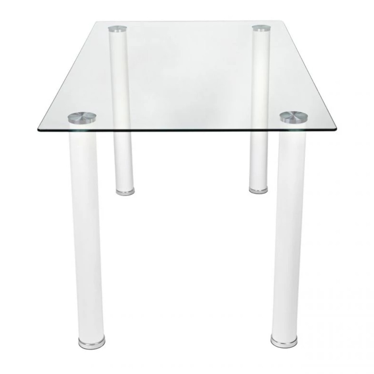 Mesa de comedor fija con sobre de cristal en blanco 140x80 cm Yuri Blanco