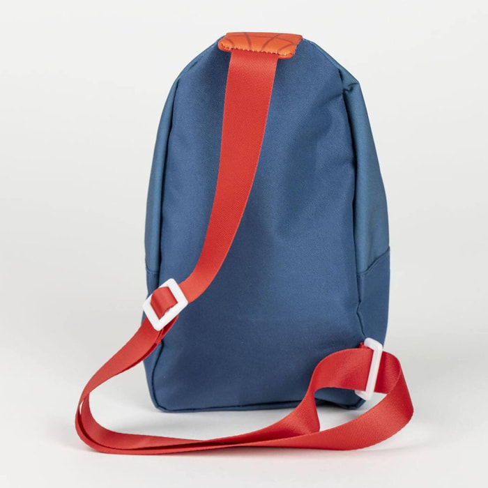 Mochila bandolera de spiderman - color azul y rojo - 13x23x7cm - fabricada en poliéster - bandolera infantil con asas ajustables - compartimento prin