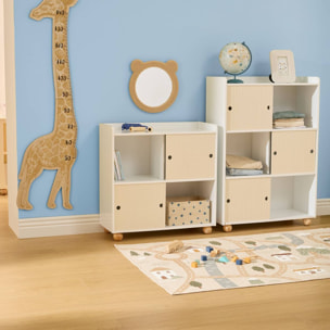 Meuble de Rangement Enfant Bouli 3 Portes Coulissantes Beige 69,5x30x101 cm