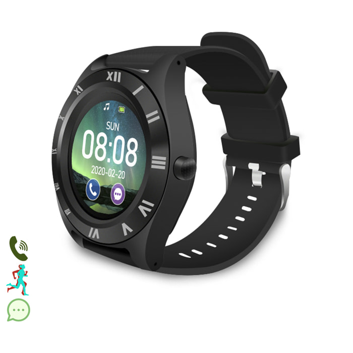 Smartwatch M11 multifunzione con fotocamera, contapassi, avviso di chiamate, notifiche. App per Android. Opzione SIM e micro SD.