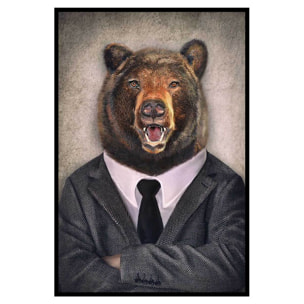 Affiche encadrée ours élégant en costume Affiche + cadre en métal - Noir