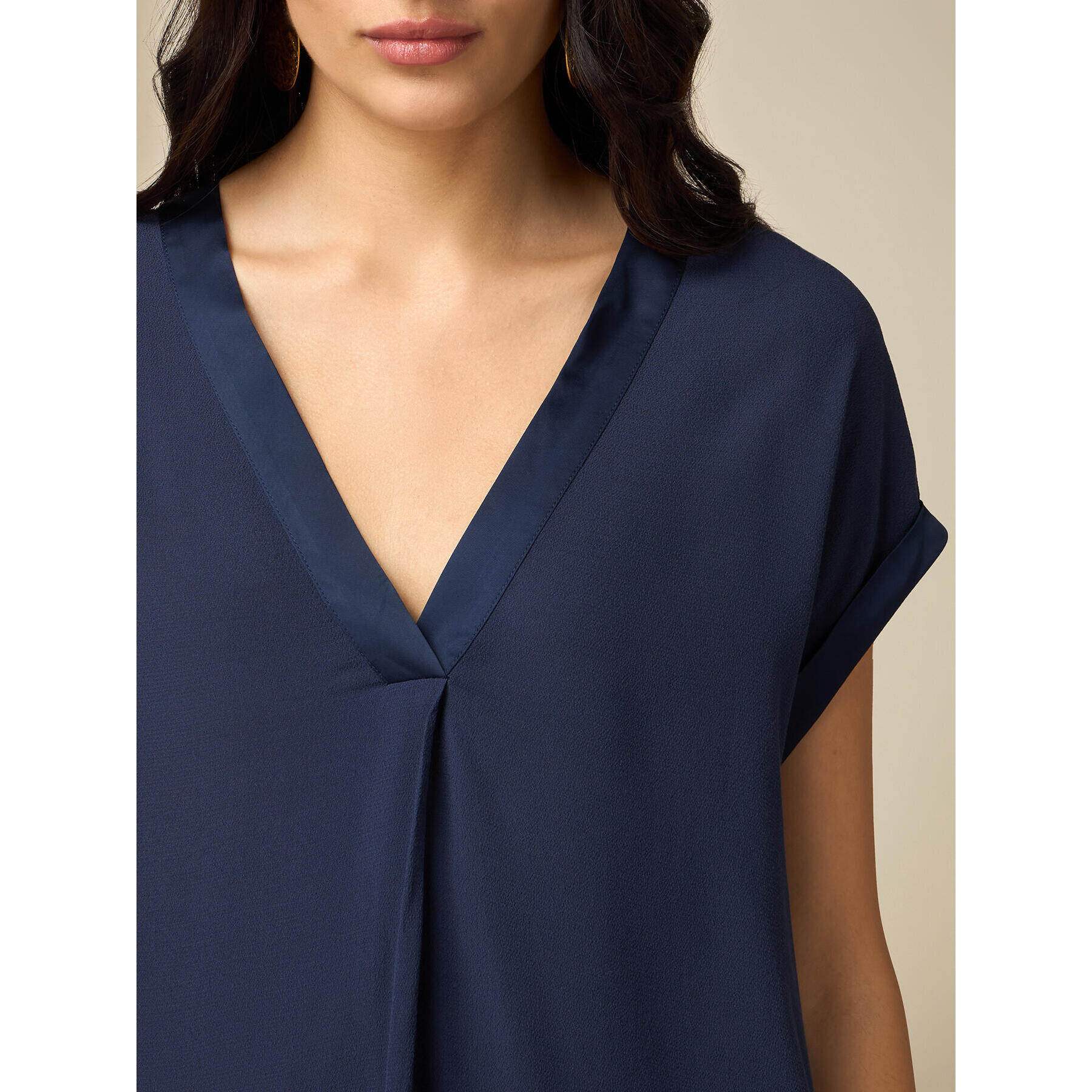 Oltre - Blusa a kimono in viscosa - Blu