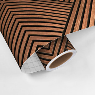 Rouleau revêtement adhésif vinyle au mètre - Sticker mural panneau de bois - FONCÉ MODERNE