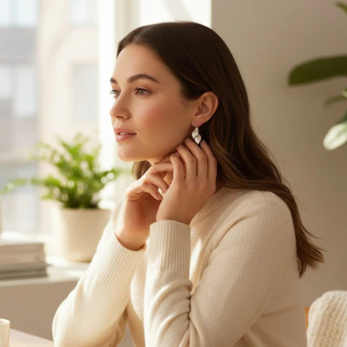 Pendiente Cala doble plata