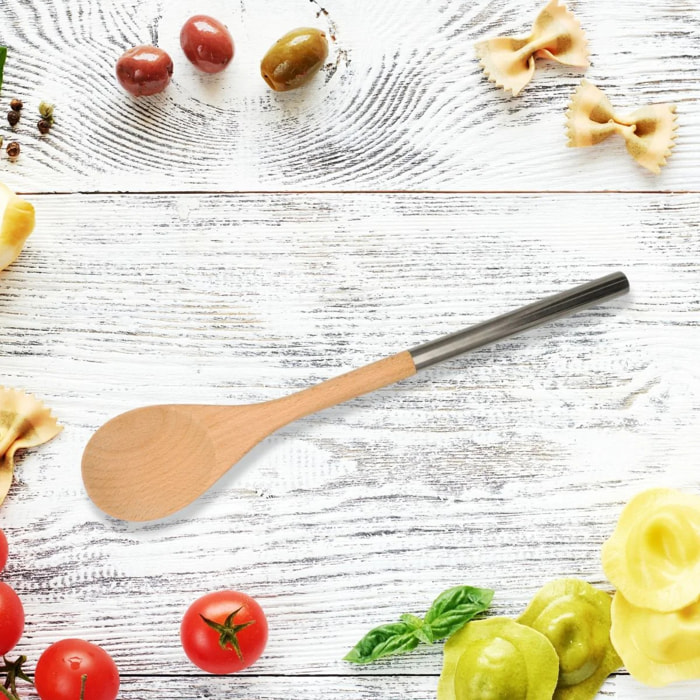 Cuillère en bois manche inox 34 cm Fackelmann Boissellerie