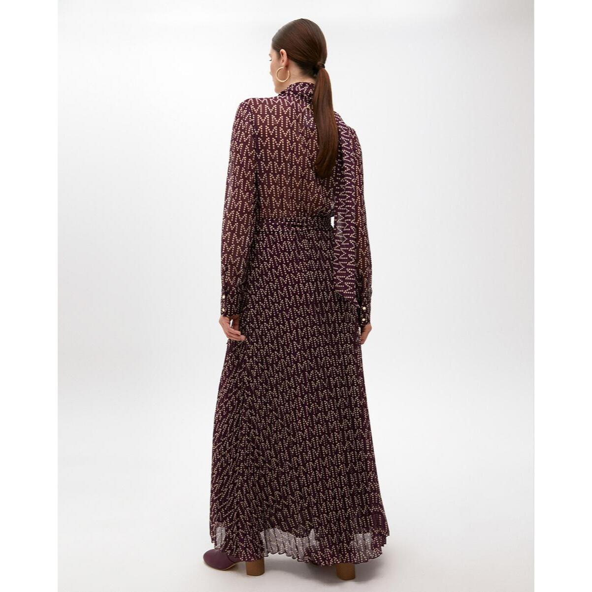 Abito Lungo Plissettato con Logo