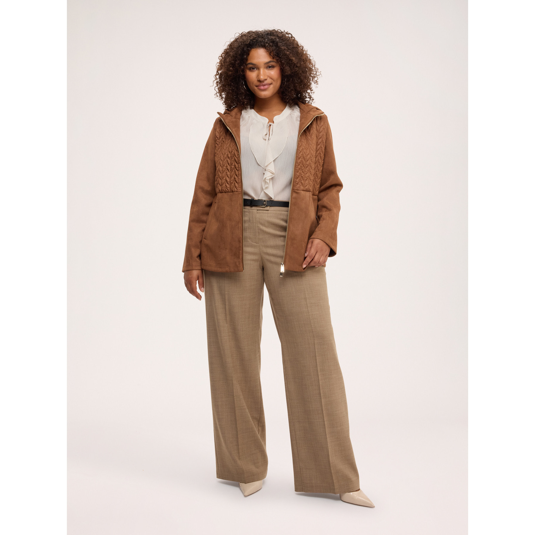 Fiorella Rubino - Giacca bimaterica soft touch - Marrone